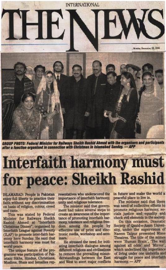 Interfaith harmoney must for peace: Sheikh Rashid