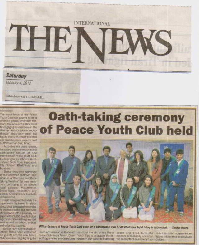 Oath-taking ceremony from Peace Youth Club held