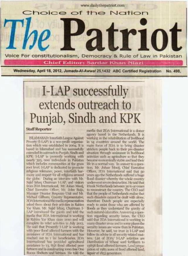 I-LAP successfully extends outreach Punjab, Sindh and KPK