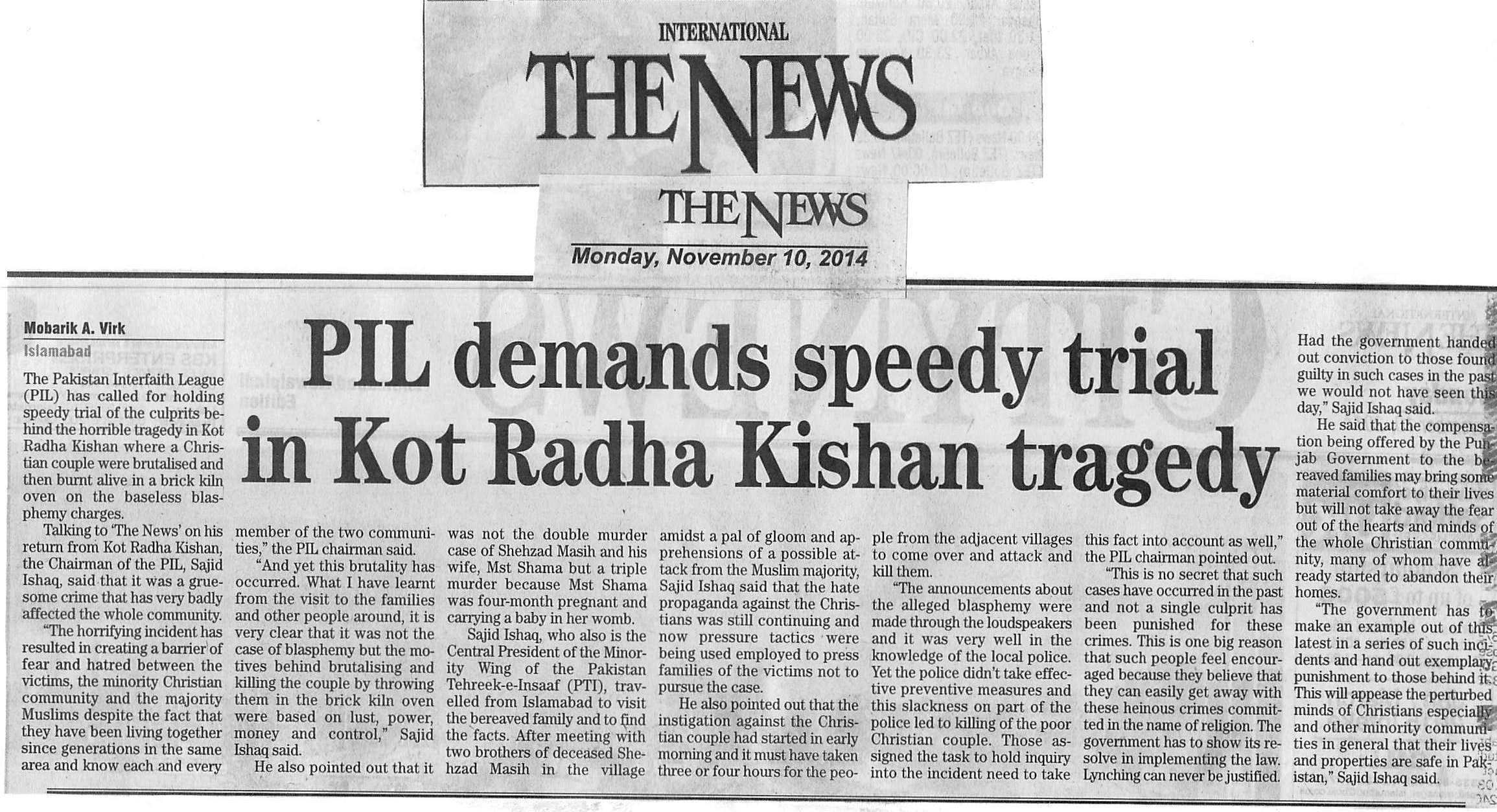 PIL demands speedy trial in Kot Radha Kishan tragedy