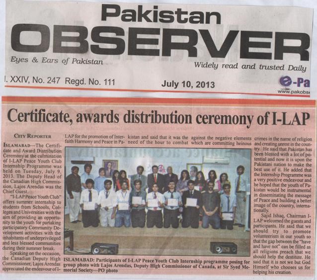 Certificates, Awards distribution cermony of I-LAP