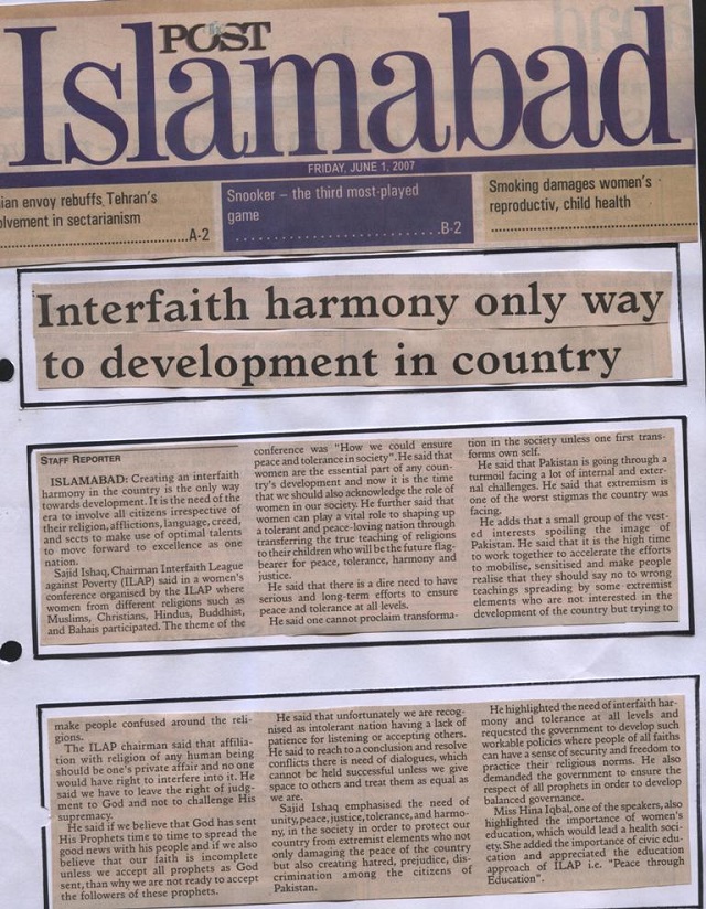 Interfaith harmony is only way to development in our country