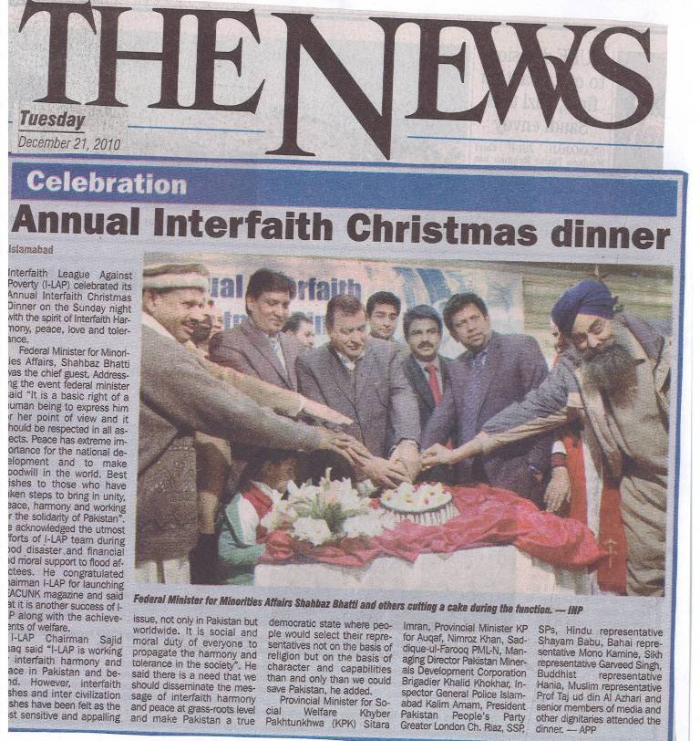 Interfaith harmoney stressed at annual Christmas dinner