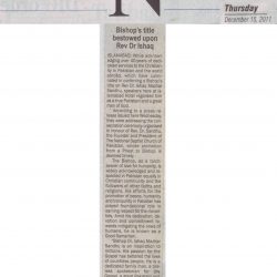 Bishop's title bestowed upon Rev Dr Ishaq