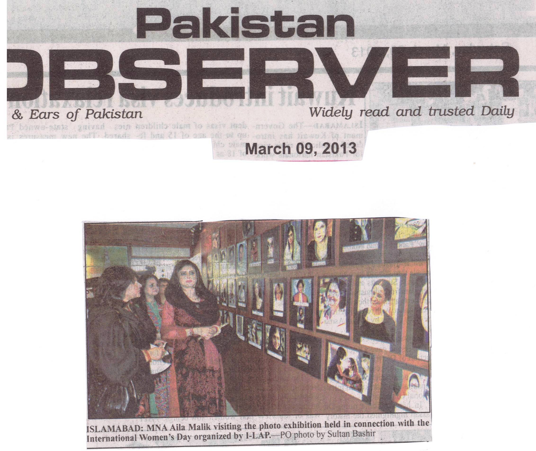ISLAMABAD: MNA Aila Malik visiting the photo exhibition held in connection with the international Women's Day organized by I-LAP