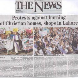 Protests against burning of Christian homes, shops in Lahore
