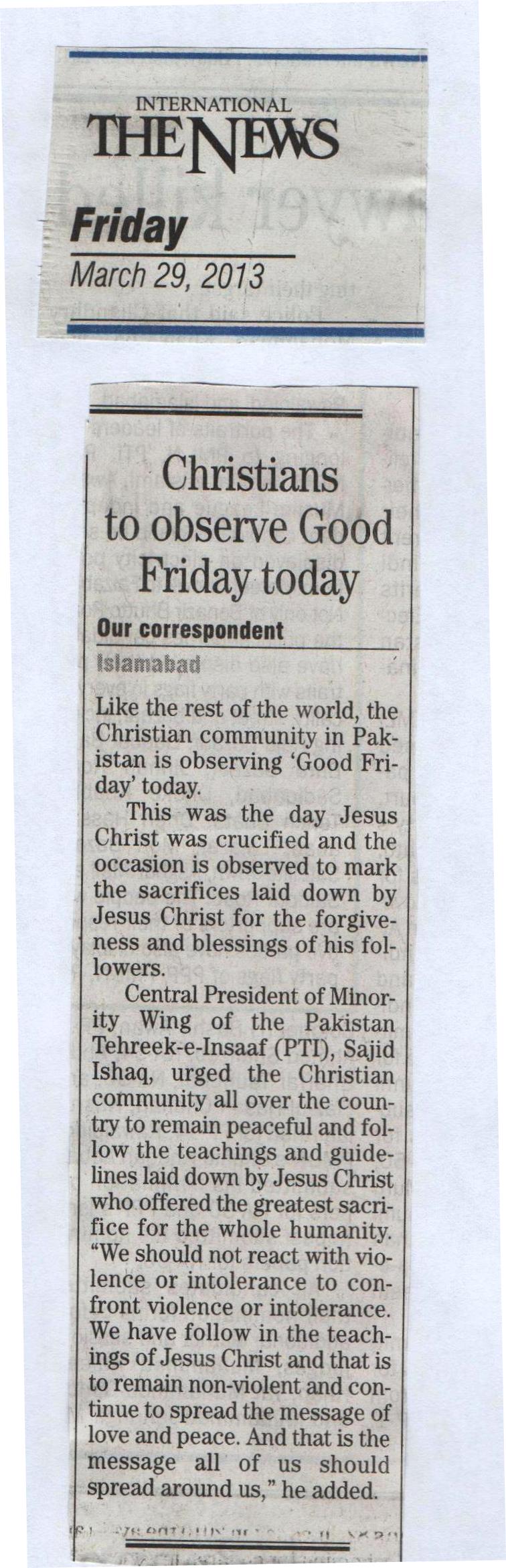 Christians to observe Good Friday today